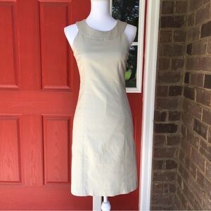 Beige Scoop Neck Midi Fitted Dress